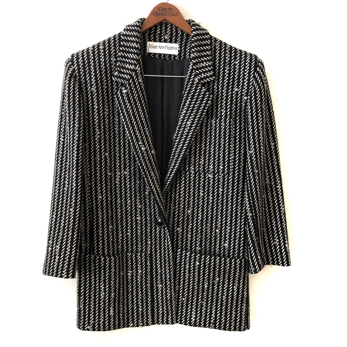 Vintage 80s Mary Ann Restivo Blazer Jacket Coat 100% Wool Women