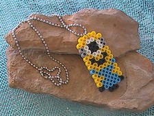 Minion Perler Bead Necklace on 18" Ball Chain