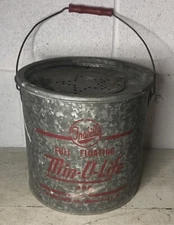 Vintage Frabill Min-O-Life Galvanized Minnow Bucket 9” 2pc Star Lid Milwaukee