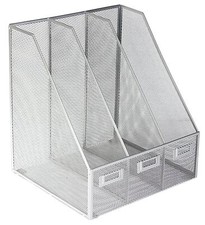 OSCO Silver Wiremesh Triple Magazine Rack | Folder Storage | File Organiser | 3 
