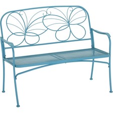 Erfly Front Porch Seat Garden Bench Black Metal Outdoor Back Erfly Garden Bench Front Porch Furniture Metal Small Outdoor Seat Blue Patio
