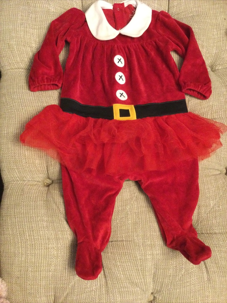 Baby Girls Next Christmas Red Velour Santa Tutu All In One