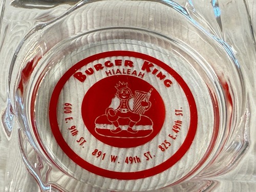 Vintage Burger King 4,25" Klarglas Aschenbecher - Hialeah Florida - abgeplatzt - Bild 2 von 5