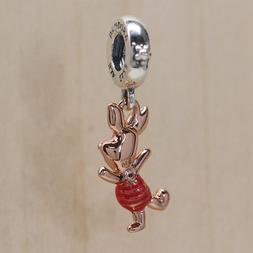 New Pandora Charm Disney Winnie the Pooh Piglet 782208C01 W Tag & Suede Pouch - Picture 3 of 10