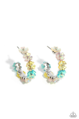 Paparazzi ~ Floral Focus Multi Flower IRIDESCENT Hoops  NEW RELEASE 2023 