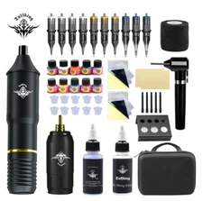 Tuffking Tattoo Rotary Pen Machine Wireless Power Supply Cartridge Needles INKS
