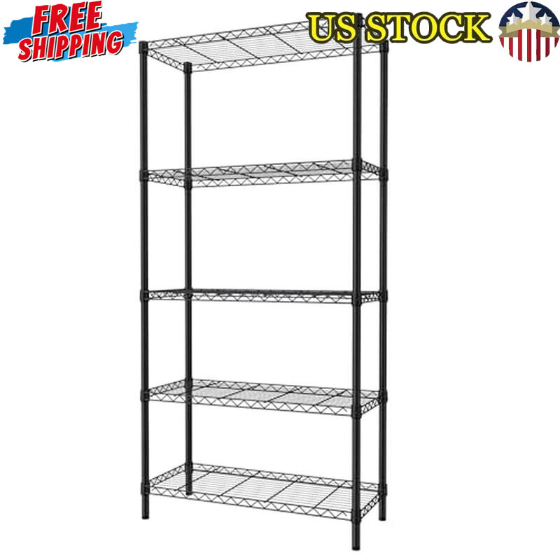 Adjustable Heavy Duty 5-Tier Metal Shelf 36x14x72 for Garage Kitchen Storage