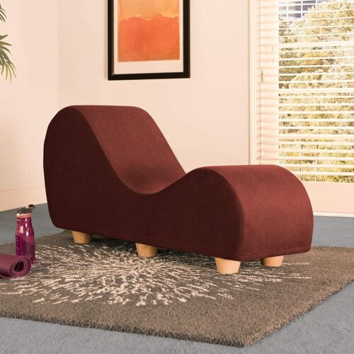 Avana Chaise Lounge Chair for Stretching and Relaxation, Maple Wood Feet, Tomato