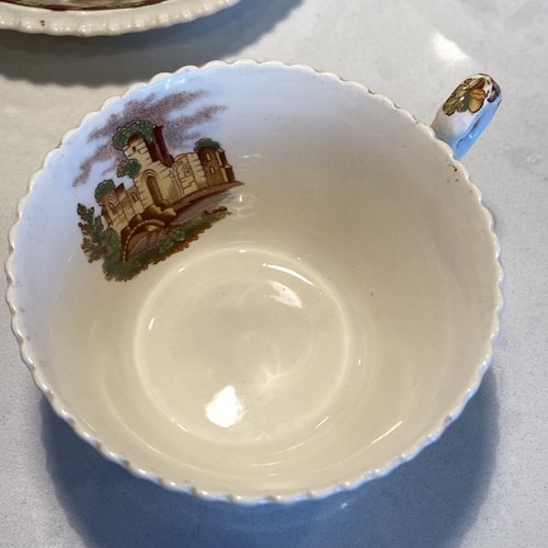 Vintage Copeland Spode England Castle Acorns Scalloped Tea Cup & Saucer Pair - Picture 10 of 19