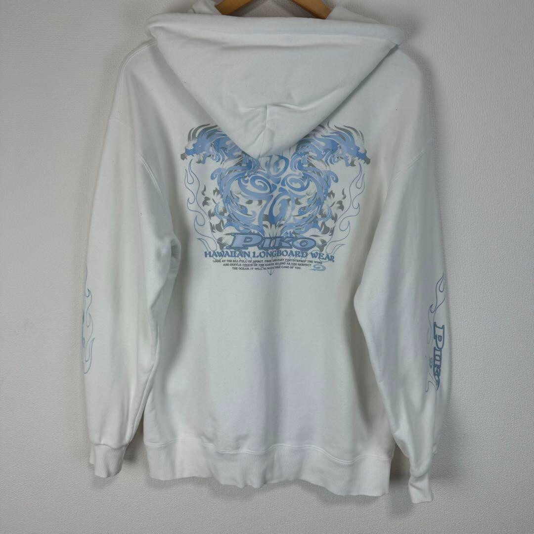 ピコ 90s PIKO fullzip hoodie M white 90s PIKO Zip hoodie Sweatshirt Oversized Men's Size L