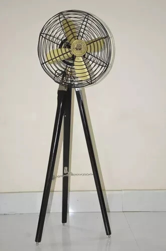 Antique Looking Fully Functional Royal Navy Fan W/Wooden Tripod Stand Home Decor - Picture 3 of 4