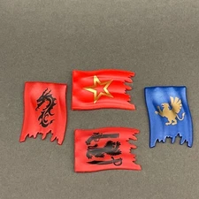 Mega Bloks AM02025 Flags Red Blue Replacement Add-On Parts Pieces Lot of 4