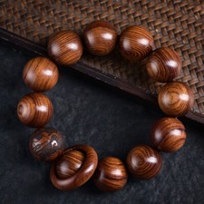 Chinese Golden Sandalwood/Ebony/Huanghuali Wood 20MM Round Buddha Beads Bracelet