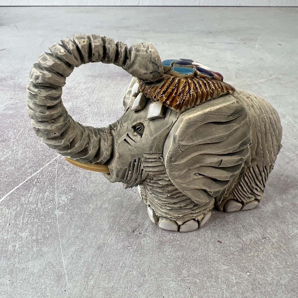 Elephant Figurine Artesania Rinconada GIFT Trunk Up VTG MCM BOHO