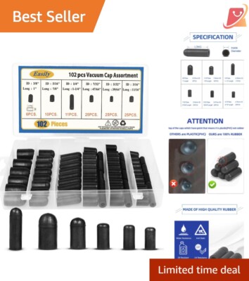 102PCS Versatile Rubber Vacuum Caps - UV and Corrosion Resistant for Auto Use