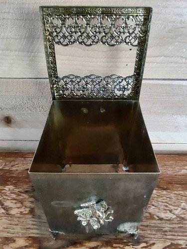 Dixie Cup Brass Ornate Counter Top Dispenser Soap Dish Tissue Cover Set Vintage - Picture 20 of 22