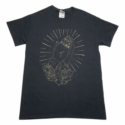 Misfire Black Band Tee Shirt Mens Small Praying Hands Graphic Thrash Metal Goth