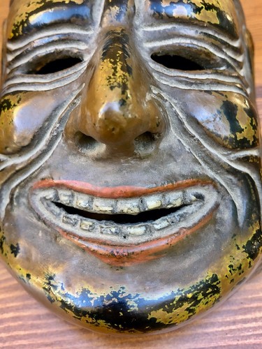 Rare Signed Vintage Bugaku Smiling Demon Mask Japan in Box - Picture 4 of 10