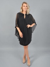 Xscape Women's Jersey And Chiffon Short Sleeve Mock Top Dress In Black Size 4