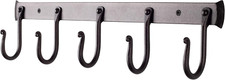 Rustic Wrought Iron Wall Hooks - 5 Hook Decorative Coat Rack for Home