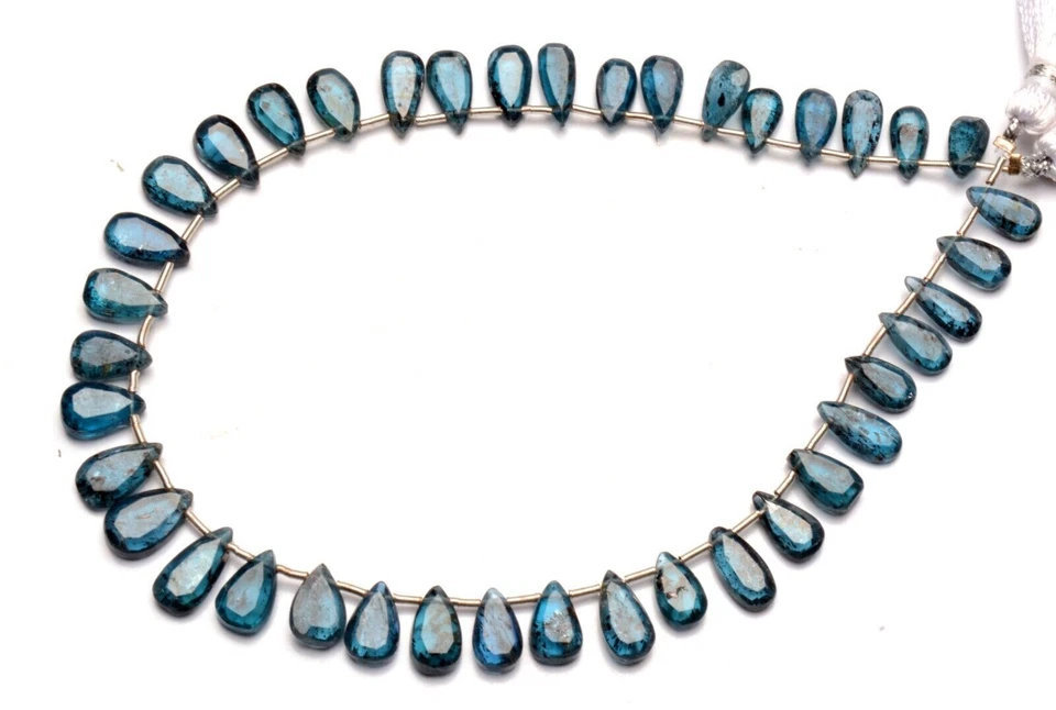 Gema Natural Verde Cianita 9x5 a 10x7 mm Tamaño Pera Briolette 11" Hilo Foto 3 de 4