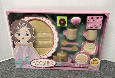 Mooshka Tea Party Set Wooden Play Dish Set 14 Pieces