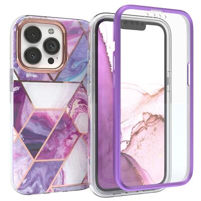 Für Apple iPhone 13 Pro Rundum Hülle 360 Grad Schutz IMD Fullcover Cover Lila