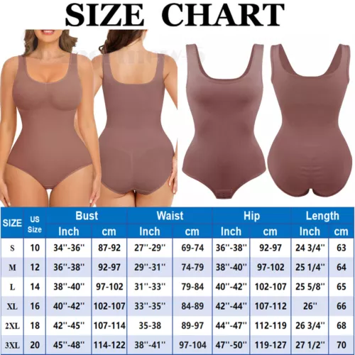 Body EE. UU. Prendas con forma para mujer Control de abdomen Top sin mangas Leotardo Formador de cuerpo completo - Imagen 26 de 31