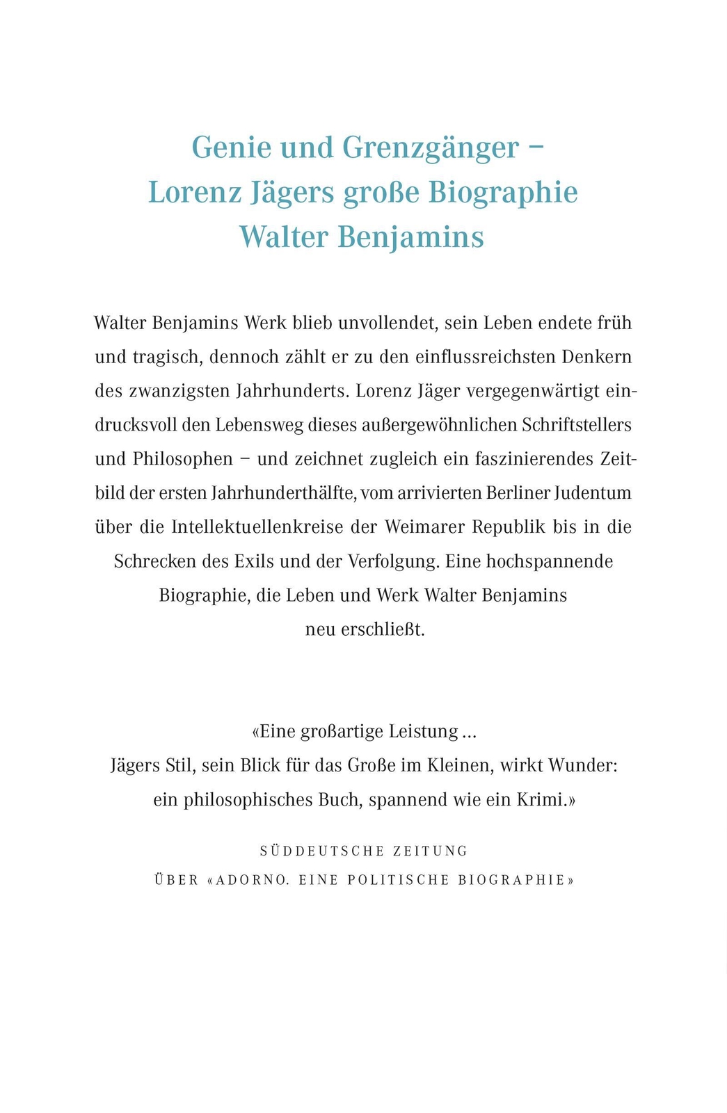 Thumbnail - Walter Benjamin | Das Leben Eines Unvollendeten | Lorenz Jäger | Buch