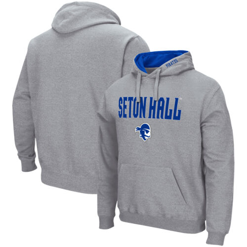 Men's Colosseum Heathered Gray Seton Hall Pirates Arch & Logo 3.0 Pullover - Picture 1 of 3