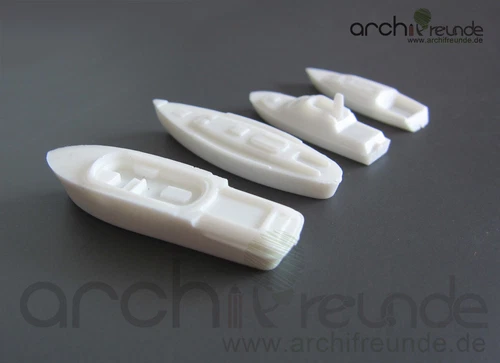 4 x Model Ship Boat 1 3/8in -2in, White Unpainted, for Diecast 1:150 N Gauge