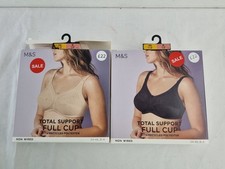 M&S Women's Bras 2pcs Bundle Black Opaline Total Support Full Cup Non-Wired New