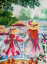 completed finished cross stitch 7''x10'' Unframed New Decoration Sea ​​Children