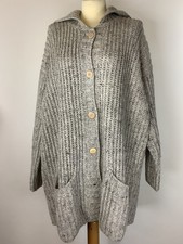 Uta Raasch Dicke lange Strickjacke / Mantel Kaschmir Alpaca Merino beige Gr. L