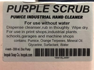 Inopak Soap Purple Scrub Pumice Industrial Hand Cleaner Use Without Water 2000ml