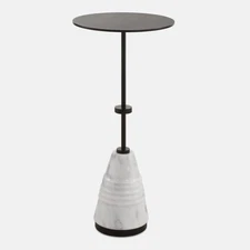 Uttermost 50059 Kincaid 11" Diameter Iron and Marble Accent Table - White