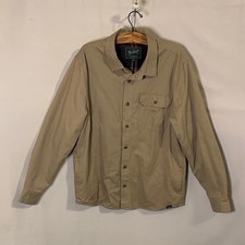 Woolrich Shirt Jacket Mens Large Tan Flannel Lined Green Label Canvas Outdoor