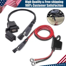 Motorcycle Waterproof  SAE Cable Kit Adapter 2.1A Phone GPS USB Charger Outlet