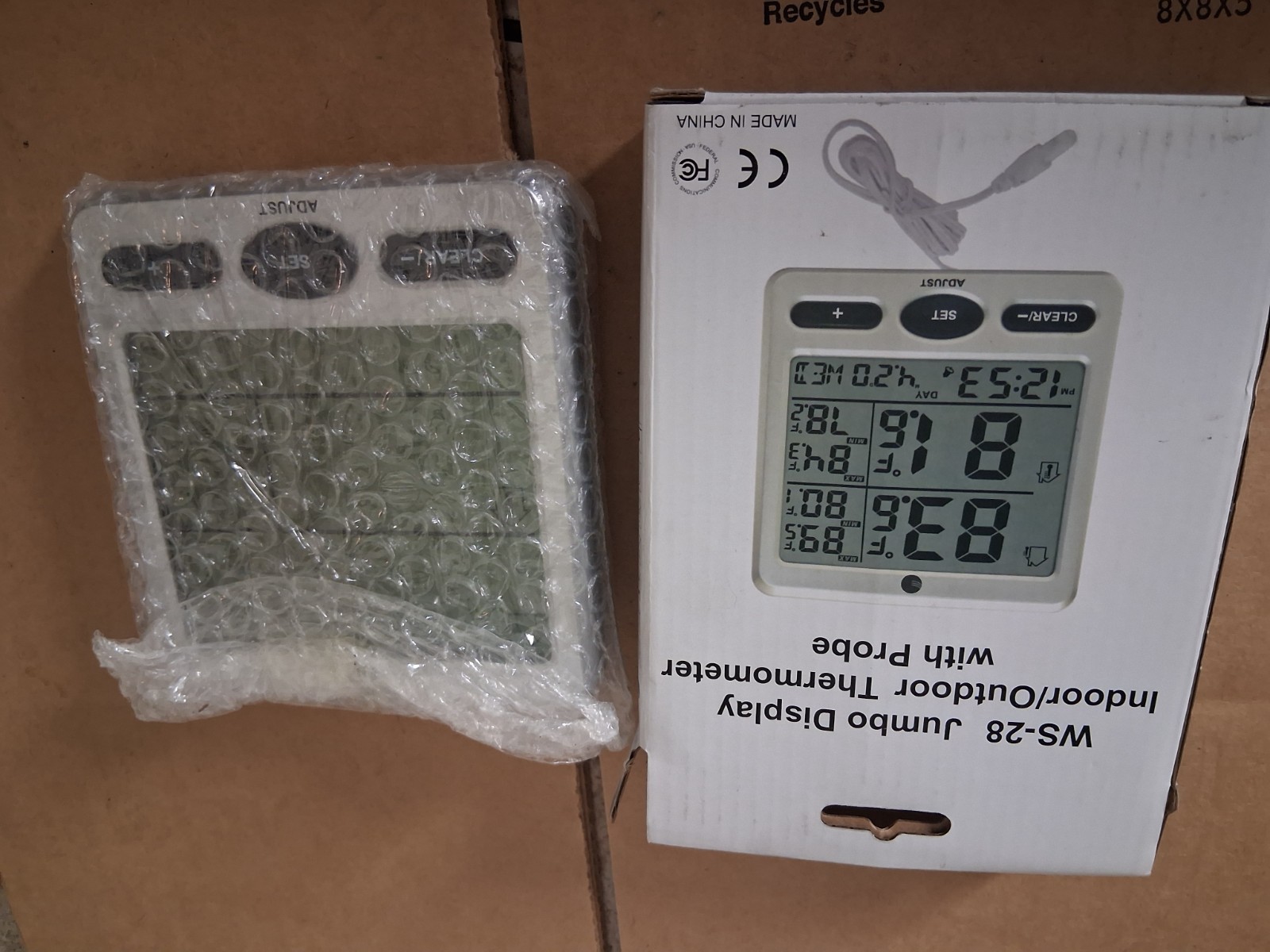 Ambient weather WS-28 jumbo display indoor outdoor thermomet