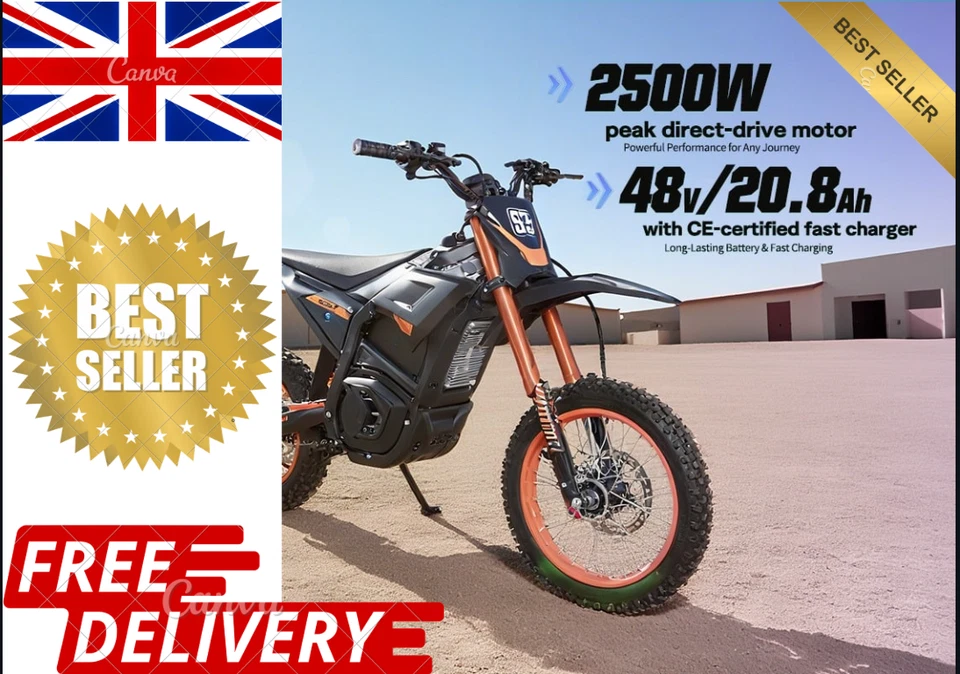 Electric Kids Dirt Bike - 48V 2500 W 14"/12" - 30mph Brushless Motor - Image 3 of 4