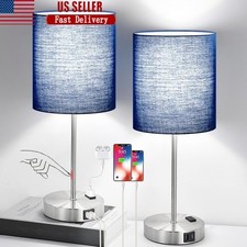 3-Way Dimmable Touch Control Table Lamp W/ USB Ports LED Bulbs Included