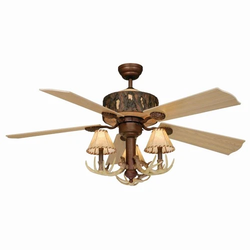 Log Cabin Ceiling Fan in Rustic Style 14.5 Inches Tall and 52 Inches Wide - Picture 6 of 9