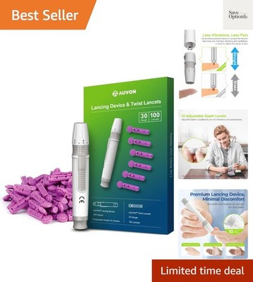Lancing Device with Less Pain Design, Blood Sample Pen and Twist Top 100pcs 3...