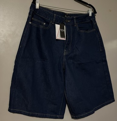 NWT boohooMan Men's Denim Jorts In Indigo 34 Regular QMC-Core Jort  