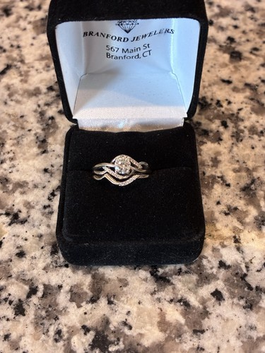 Branford Jewelers White Gold Diamond Ring Set 0.53carat Sz 5.5