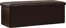 Storage Ottoman, End of Bed Bench, Faux Leather Foldable Bench, Footsool for Bed