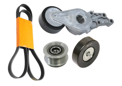 Drive Belt + Idler Pulley + Tensioner + Alternator Pulley for AUDI A4 A4 Quattro