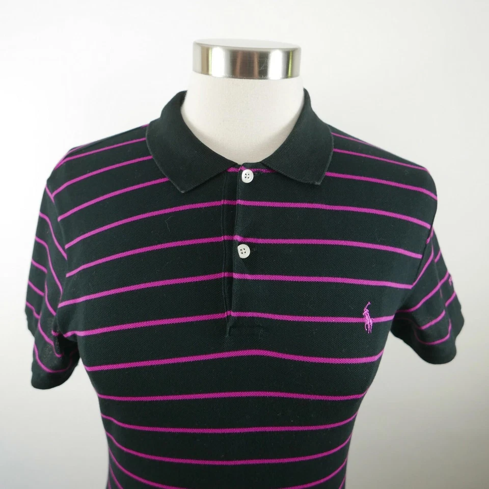 Polo Ralph Lauren Golf Mujer Calce Ajustado Negro Rosa Rayas M FIRESTONE Foto 2 de 4