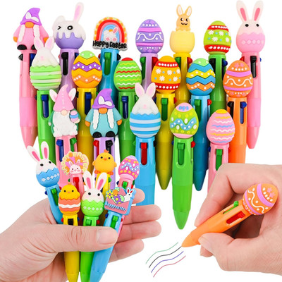 25 Pcs Easter Colorful Multicolor Pen in One Cartoon Cute Fun 4-In-1 Cute Pens B