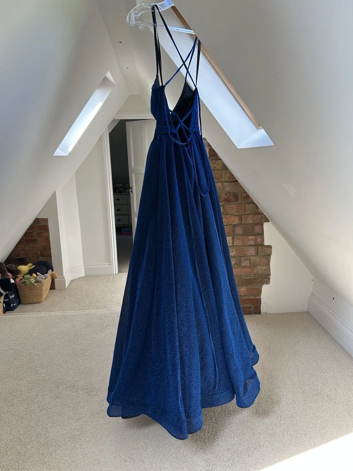 Gino Cerruti Prom Dress Size 4/6 Navy Blue Sparkly - Image 2 of 4